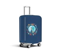 HOMETITUTE World Map Luggage Cover Baggage Wrap Suitcase Protector Washable Anti Scratch Protective Sleeve Travel Accessories Fits 22-24 In Suitcase Covers Luggage Skins Global Landmark Airplane Theme