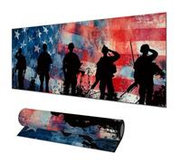 HOMETITUTE XL Mouse Pad 31.5 x 11.8 Inch Patriotic American Flag Soldier Silhouette Desk Mat Large Extended Keyboard Mat Computer Desk Pad Non Slip Waterproof Mouse Pads Gaming Office