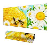 HOMETITUTE XL Mouse Pad Gaming Mousepad 31.5 x 11.8 Inch Large Keyboard Desktop Mat Diatomite Mouse Pad for Home and Office Desk Accessories with Honeycomb Bee Floral Artwork