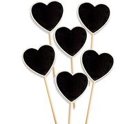 HomeTools.eu 6X Classic Wooden Plant Signs for Beds Balconies Herbs Garden Flower Pot Can Be Written On 18 cm Heart Set of 6