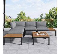 HomeTouch 4 Seater Outdoor Lounge Set with Coffee Table in Grey | Size: 3 Pack HomeTouch Grey 3 Pack