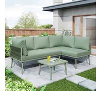 HomeTouch Green 5 Seat Outdoor L-Shaped Lounge Set with Coffee Table | Size: 3 Pack HomeTouch Green 3 Pack