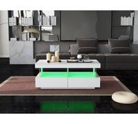 HomeTouch High Gloss LED Coffee Table with Drawers in White | Size: 1 Pack HomeTouch White 1 Pack