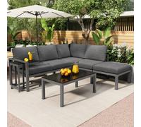 HomeTouch Outdoor 5 Seater Terrace Lounge Sofa Set with Coffee Table in Grey | Size: 5 Pack HomeTouch Grey 5 Pack