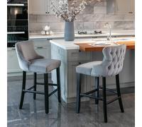 HomeTouch Set of 2 Contemporary Velvet Upholstered Wing-Back Barstools Grey | Size: 2 Pack HomeTouch Grey 2 Pack