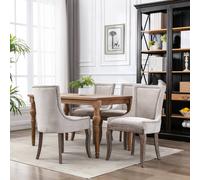 HomeTouch Set of 4 Bewley Plush Linen Upholstered Dining Chairs in Beige | Size: 4 Pack HomeTouch Beige 4 Pack