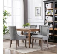 HomeTouch Set of 4 Bewley Plush Linen Upholstered Dining Chairs in Grey | Size: 4 Pack HomeTouch Grey 4 Pack