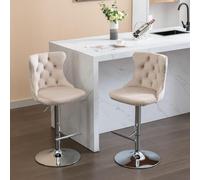 HomeTouch Set of 6 Luxury Beige Velvet Swivel Bar Stools | Size: 4 Pack HomeTouch Beige 4 Pack