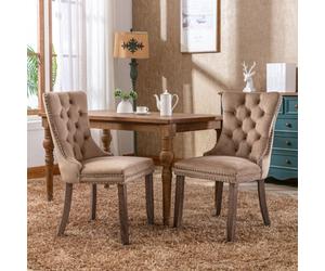 HomeTouch Taylor Pair Of Lux Velvet Kitchen Dining Chairs With Pull Knocker Back