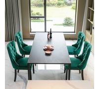 HomeTouch Taylor Set of 4 Lux Velvet Kitchen Dining Chairs with Knocker Back in Green | Size: 4 Pack HomeTouch Green 4 Pack