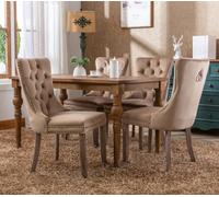 HomeTouch Taylor Set Of 4 Lux Velvet Kitchen Dining Chairs With Pull Knocker Back