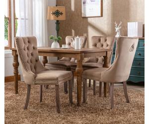 HomeTouch Taylor Set Of 4 Lux Velvet Kitchen Dining Chairs With Pull Knocker Back