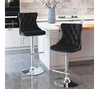 HomeTouch Vero Set Of 6 Luxury Velvet Bar Stools Adjustable Swivel Breakfast Barstools Bar Chairs For Counter Kitchen Island