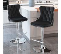 HomeTouch Vero Set of 6 Luxury Velvet Swivel Bar Stools in Black | Size: 4 Pack HomeTouch Black 4 Pack