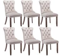 HomeTouch Winchester Set of 6 Lux Velvet Kitchen Dining Chairs in Beige | Size: 6 Pack HomeTouch Beige 6 Pack