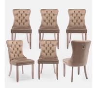HomeTouch Winchester Set of 6 Lux Velvet Kitchen Dining Chairs in Brown | Size: 6 Pack HomeTouch Brown 6 Pack