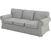 HomeTown Market Durable Fabric Sofa Cover Replacement Compatible for IKEA Ektorp Sofa. Slipcover Only. Sofa Not Included. (Polyester 3 Seat Flax)