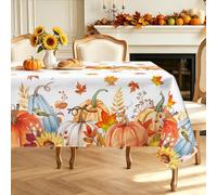 hometrixx Fall Leaves Pumpkin Sunflower Rectangle Table Cloth 140x200cm | Wrinkle Resistant Polyester Tablecloth Machine Washable Table Tover Indoor Outdoor Dining Parties Kitchen Decor