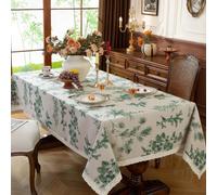 hometrixx Fashion Turquoise Printed Tablecloth with Lace Trim, Dustproof, Anti-Slip Rectangle Table Cover for Party, Picnic,Home Decor,55x70 Inch