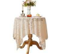 hometrixx French-Style Light Luxury Rectangular Table Cloth 140x180 cm, Lace Hollowed-Out Coffee Table Cover for Wedding, Party, Coffee Table Decoration, Beige