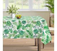 hometrixx Hawaii Green Leaves Rectangle Table Cloth Tropical Palm Leaf Washable Polyester Oil-proof Tablecloth Stain Wrinkle Resistant Table Cover for Party Kitchen Decor Outdoor Picnic, 140 x 180cm