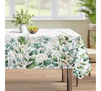 hometrixx Spring Rectangle Table Cloth Eucalyptus Leaf Washable Polyester Oil-proof Tablecloth Stain Wrinkle Resistant Table Cover for Baby Shower Party Kitchen Decor, 152 x 264cm Sage Green
