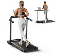 HomeTro Under Desk Treadmill Foldable 3.0HP for Home Office, 2 in 1 Folding Treadmills 265lbs with App & Remote Control Dual Led Touch Screen, 12 Preset Programs, Installation-Free