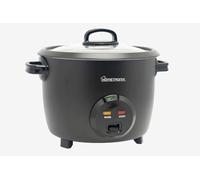 HomeTronix 1.8L Rice Cooker with Thermostat - Matte Black, Non-Stick Inner Pot, Keep Warm Function, Glass Lid, Measuring Cup & Steam Tray - Perfect for Fluffy Rice, Vegetables & One-Pot Meals