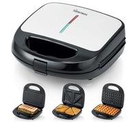HomeTronix 3-in-1 Snack Maker Grill - Electric Sandwich Maker, Waffle Maker, Panini Press with Interchangeable Plates, Mini Griddle Plate for Grilled Food