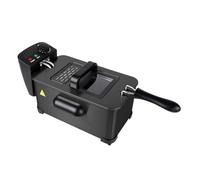 HomeTronix Deep Fat Fryer Large 3.5 Litre Deep Fryers Chip Pan with Viewing Window, Adjustable Temp Control, Stainless Steel, Black