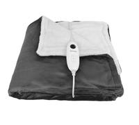 HomeTronix Luxurious Electric Heated Throw Soft Fleece Grey and White Sherpa Double 160 x 130 Over Blanket Digital Controllers With Timer 6 Heat-Level Settings Automatic Temperature Control