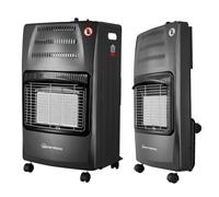 HomeTronix Portable Gas Heater 4200W with 3 Heat Settings - Foldable Indoor Calor Heater with Wheels - LPG, Butane & Propane - Piezo Ignition, ODS & Safety Shut-Off - Includes Regulator & Hose