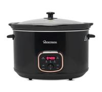 HomeTronix Premium Digital Slow Cooker 8L Large Capacity, Programmable Timer & Delay Start, 3 Heat Settings High, Low Keep Warm, Removable Ceramic Bowl, Glass Lid, Steam Grill for Family Black