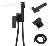 Homevacious Handheld Bidet Sprayer Faucet for Toilet with Hot and Cold Rough-in Valve Adjustable Water Pressure Square Brass Bidet Attachment Set for Feminine Pets and Baby Diaper Washing Matte Black