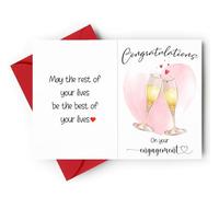 HOMEVAGE Engagement Card, Congratulations On Your Engagement, Wedding, Bridal Shower to Friend, Couple, Bestfriend, Women, Her - Folded 5"x7" with Red Envelope
