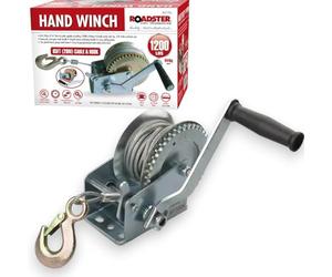 HomeVibe 1200lbs Heavy Duty Hand Winch - 20m Steel Cable with Hook, Manual Crank Boat Trailer Winch, Durable Gear System for Lifting & Pulling - Ideal for Trailers, Boats, ATVs & Off-Road Vehicles