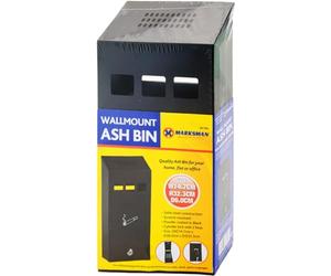 HOMEVIBE Ash Bin | Steel Ashtray Black Compact Pub Club Home Office Flat Cigarette Cigar Wall Mounted Lockable Heavy Duty + Keys UK FREE P&P, W14.7cm x D6.0cm x H32.3cm