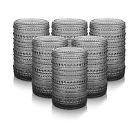 HomeVogue Hobnail Drinking Glasses Set of 6,15 oz Vintage Glassware Set Cocktail Glass Set, Embossed Grey Water Tumbler,for Beer, Whiskey,Juice and Various Mixed Drinks (15OZ Grey)