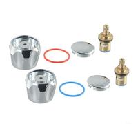 HomeVortex 1/2 Inch Tap Reviver Kit, Chrome Replacement Heads, Hot Cold Self Tapping Top Cover for Basin Sink Mixer Bath Tub, Blue Handles