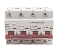 HomeVortex 125A Transfer Switch Generator Changeover Power Switch Single Phase 240V-400V DIN Rail Mount 4 Pole Manual Operation Switch(80A)