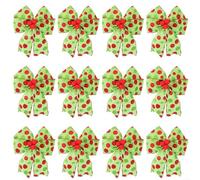 HomeVortex 12Pcs Christmas Tree Bows Decorations Red Green Polka Dot Ribbon Bows Xmas Holiday Ornaments For Tree Wall Garden Wrapping (little ball 12 packs)