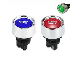 HomeVortex 12V/24V 50A Car Engine Push Button Switch, Keyless Ignition with LED Light for Vehicle Installation, 22mm Hole Diameter (Blue)(Red)