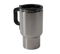 HomeVortex 12V Car Heating Mug, 500ML Stainless Steel Travel Coffee Cup with Indicator Light, Vacuum Insulated Sealed Lid for Trip Office Use, Silver Black