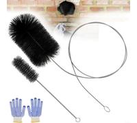 HomeVortex 2-Pack Chimney Brush Set with 2m Flexible Rod, Steel Wire Stove Pipe Cleaning Tool for Fireplace, Oven and Flue, Indoor Use
