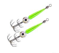HomeVortex 2 Pack Count Squid Jig Hooks LED Illuminated Cuttlefish Octopus Lures Reflective Fishing Tackle For Night Sea Angling(4# Green)