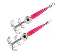 HomeVortex 2 Pack Count Squid Jig Hooks LED Illuminated Cuttlefish Octopus Lures Reflective Fishing Tackle For Night Sea Angling(4# Pink)
