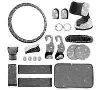 HomeVortex 21-Piece Car Interior Set with Steering Wheel Cover, Mobile Phone Holder, Coaster - Sparkling Diamond Design for Enhanced Comfort and Style(White)