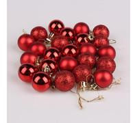 HomeVortex 24Pcs Shatterproof Christmas Tree Ornaments Balls,Shiny, Matte And Gold Sparkle Baubles Xmas Decor For Christmas And Holiday Decorations(Red)
