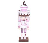 HomeVortex 26Cm Wooden Nutcracker Ornaments Pink Christmas Party Decorations Traditional Hand Painted Puppet Figures Holiday Festive Home Decor(A)
