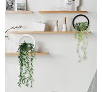 HomeVortex 2pcs Artificial Hanging Plants Green PVC Vines with Wall-Mounted Holders for Home or Office Decoration,Indoor Wall Décor for Living Room, Bedroom, Kitchen or Cafe(Tea tree leaves)